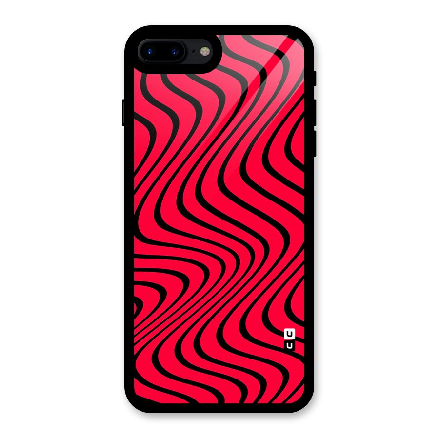 Waves Pattern Print Glass Back Case for iPhone 8 Plus