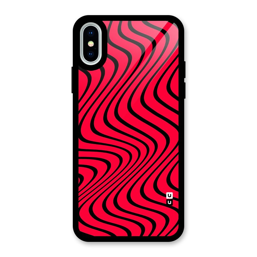 Waves Pattern Print Glass Back Case for iPhone XS