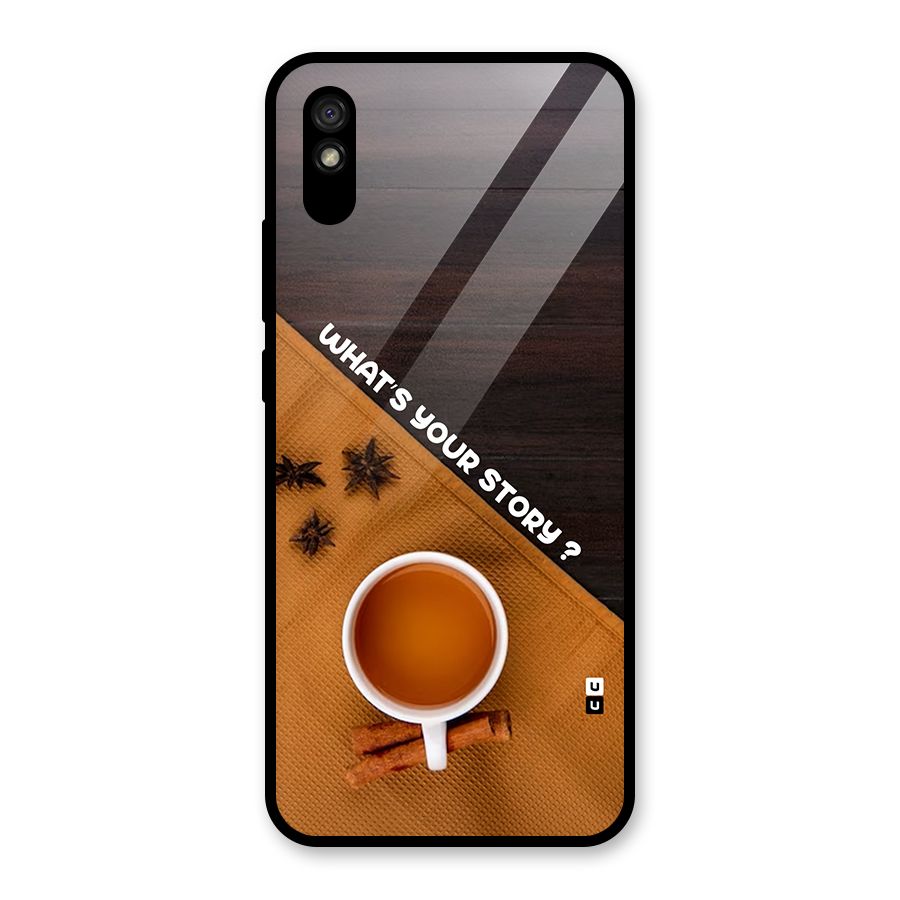 Whats Your Tea Story Glass Back Case for Redmi 9A