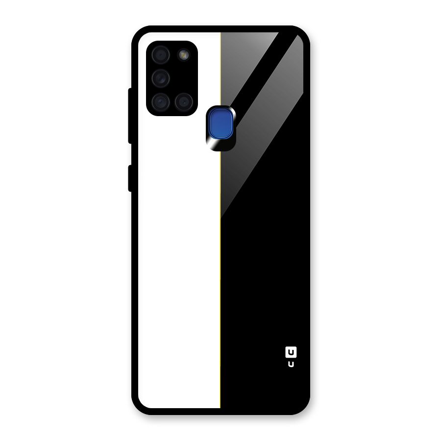 White Black Super Minimalistic Glass Back Case for Galaxy A21s