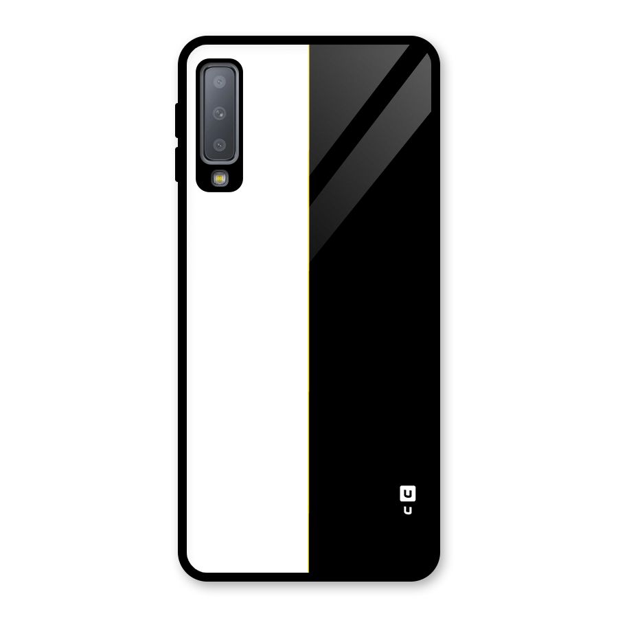 White Black Super Minimalistic Glass Back Case for Galaxy A7 (2018)