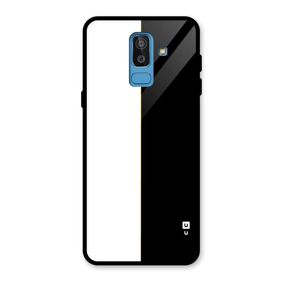 White Black Super Minimalistic Glass Back Case for Galaxy J8