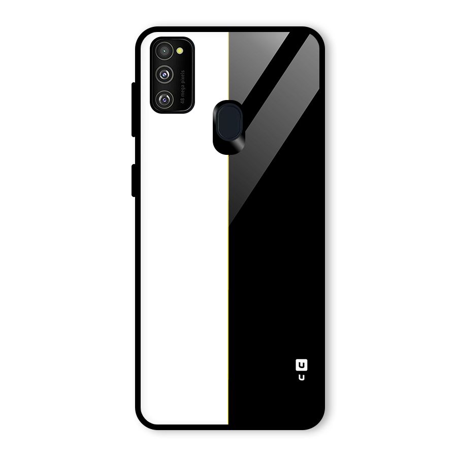 White Black Super Minimalistic Glass Back Case for Galaxy M30s