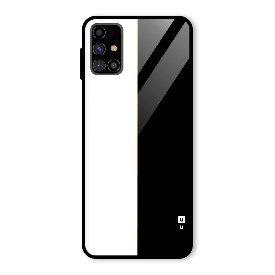 White Black Super Minimalistic Glass Back Case for Galaxy M31s