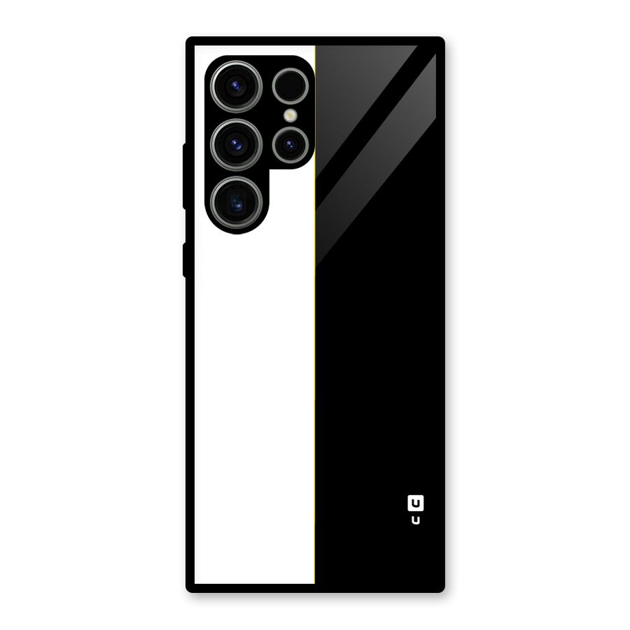 White Black Super Minimalistic Glass Back Case for Galaxy S23 Ultra