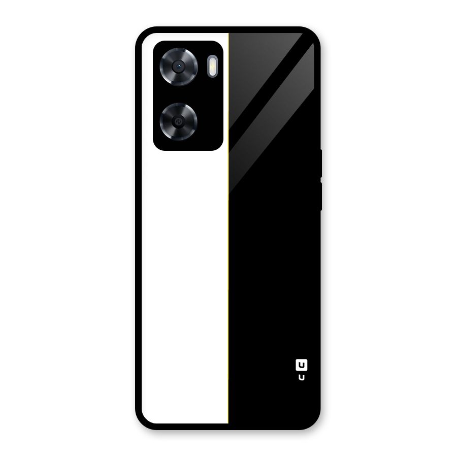 White Black Super Minimalistic Glass Back Case for Oppo A57 2022
