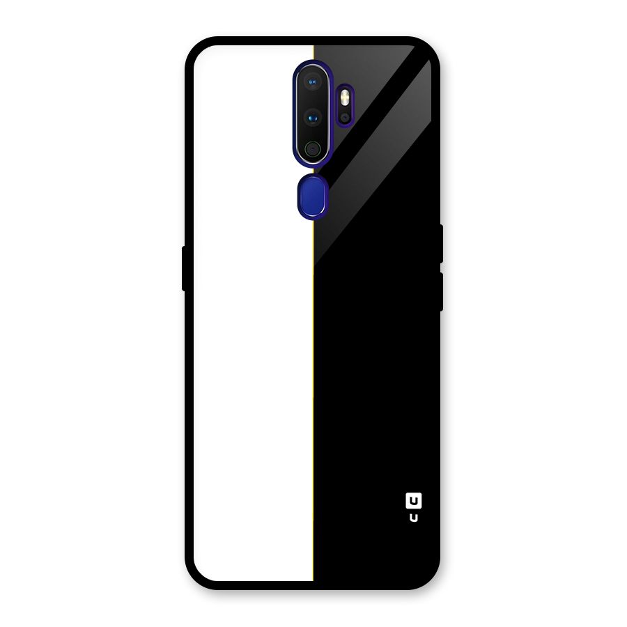 White Black Super Minimalistic Glass Back Case for Oppo A9 (2020)