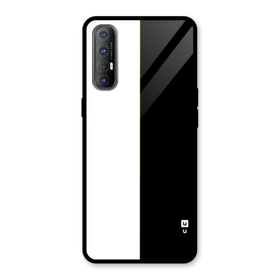 White Black Super Minimalistic Glass Back Case for Oppo Reno3 Pro