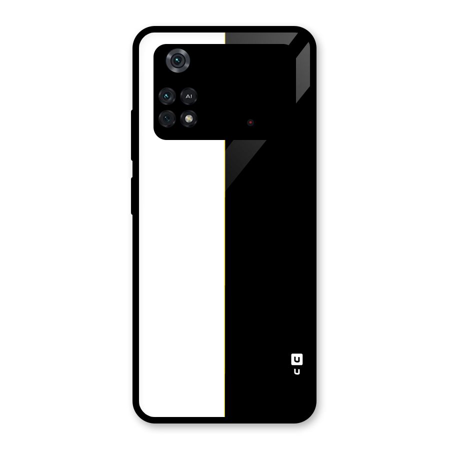 White Black Super Minimalistic Glass Back Case for Poco M4 Pro 4G