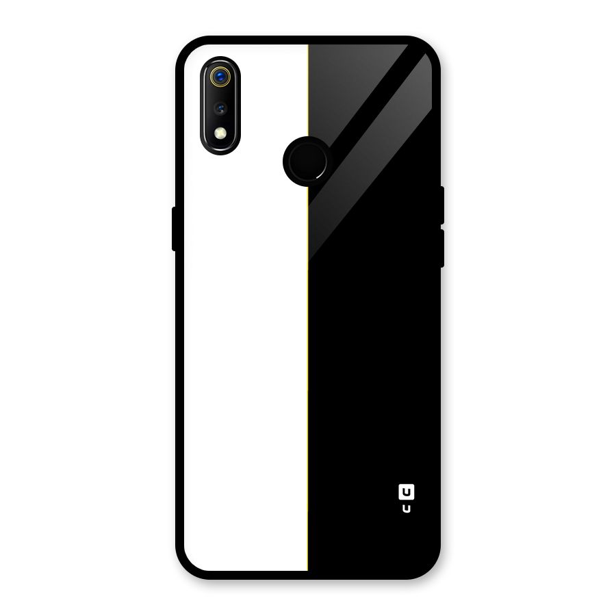 White Black Super Minimalistic Glass Back Case for Realme 3i