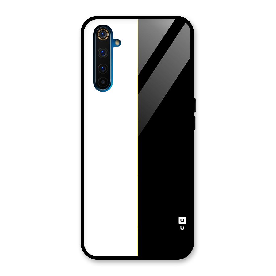 White Black Super Minimalistic Glass Back Case for Realme 6 Pro
