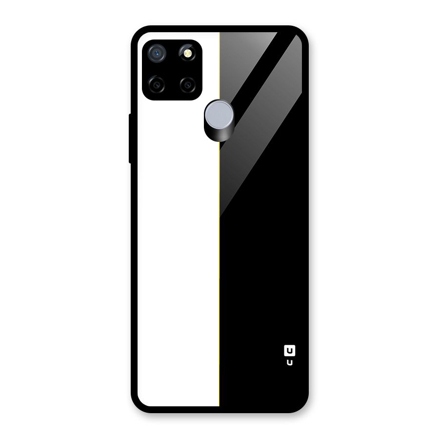 White Black Super Minimalistic Glass Back Case for Realme C15