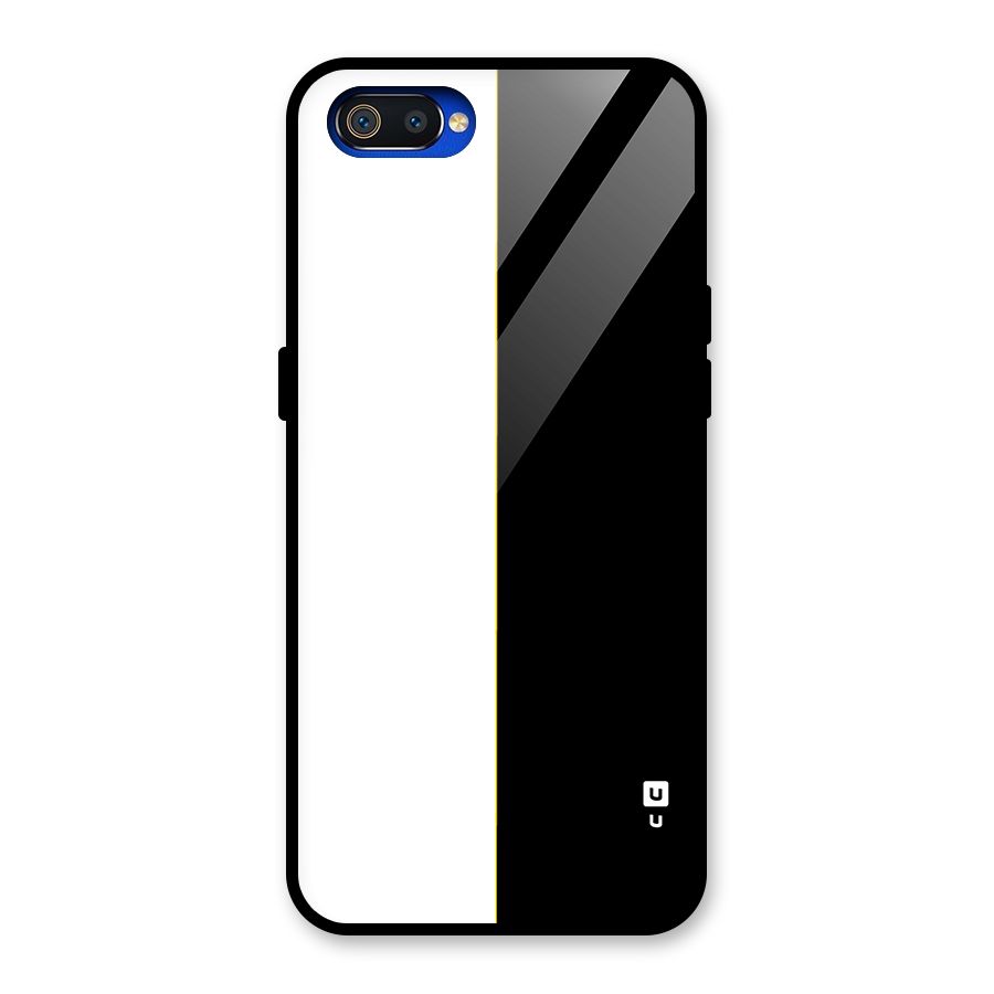 White Black Super Minimalistic Glass Back Case for Realme C2