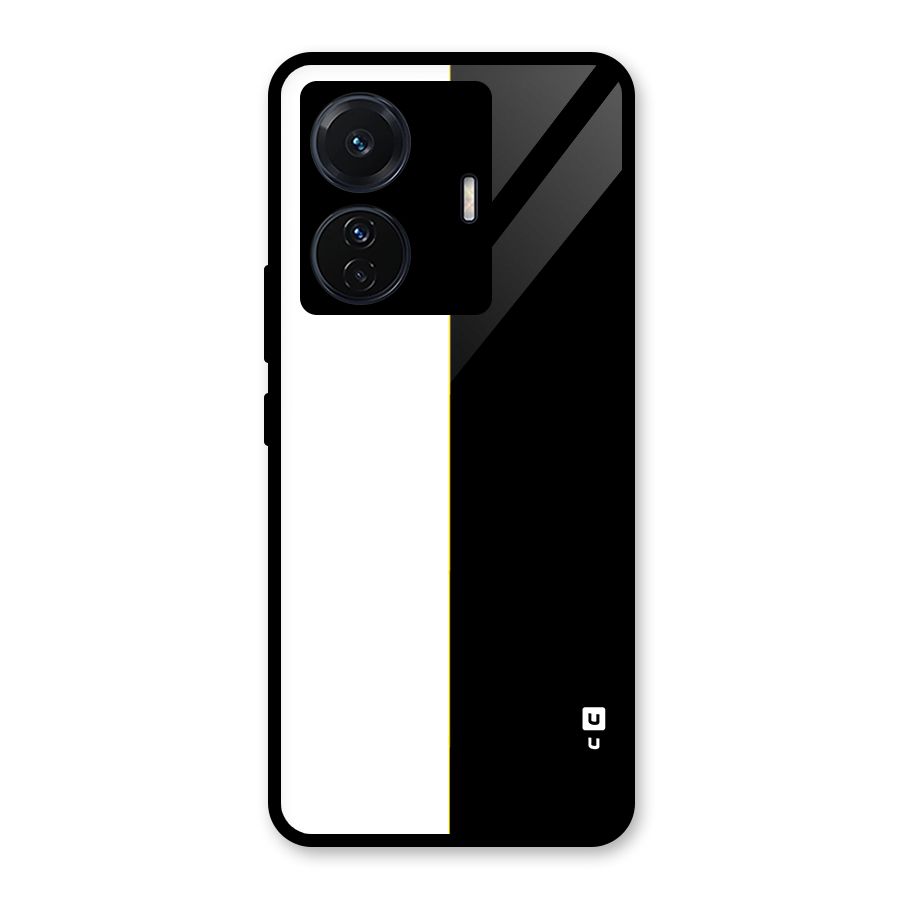 White Black Super Minimalistic Glass Back Case for Vivo T1 Pro