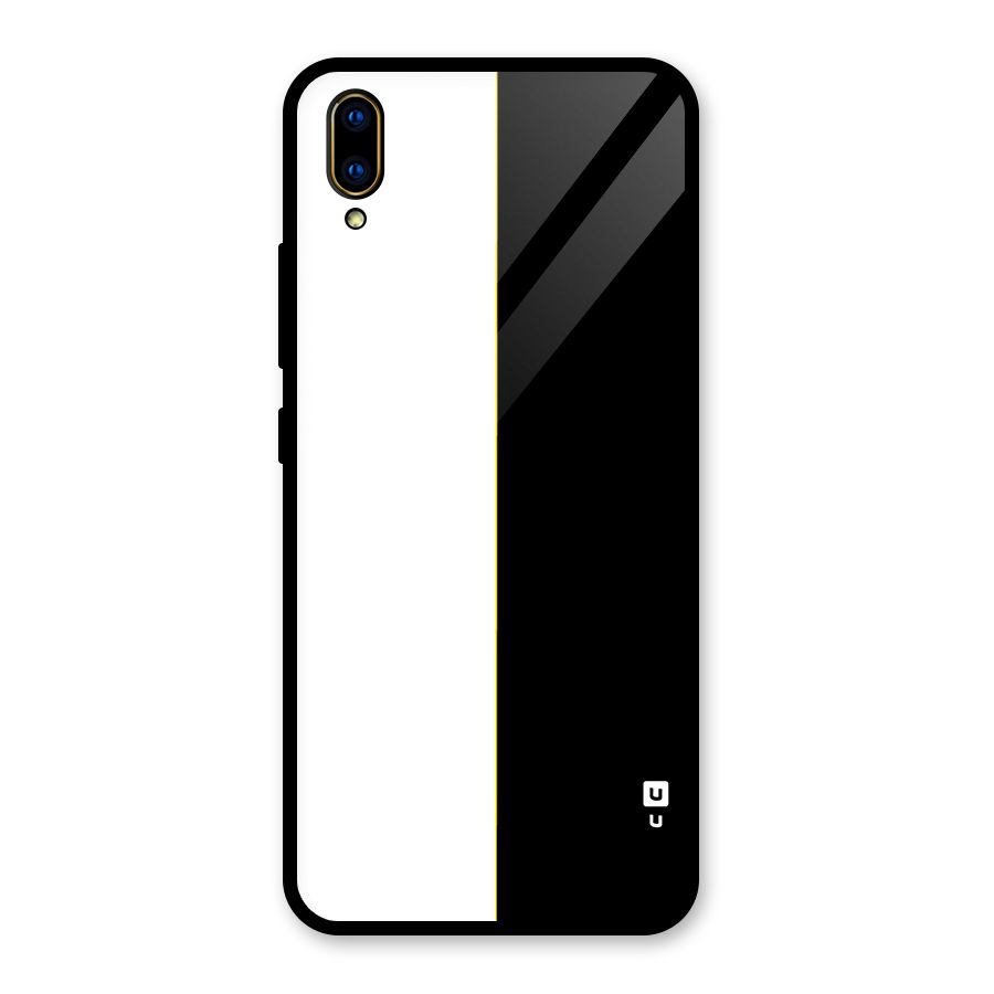 White Black Super Minimalistic Glass Back Case for Vivo V11 Pro