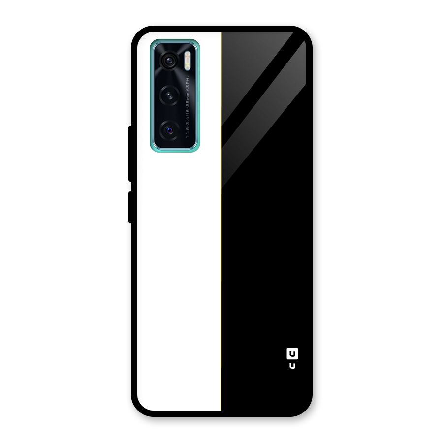 White Black Super Minimalistic Glass Back Case for Vivo V20 SE