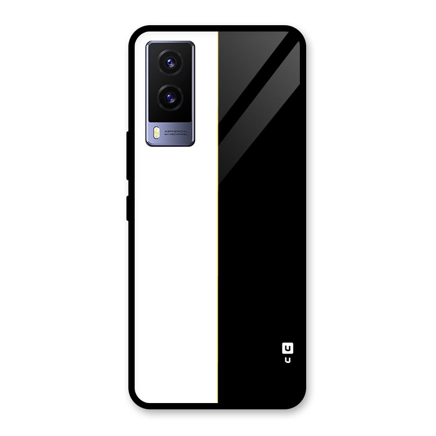 White Black Super Minimalistic Glass Back Case for Vivo V21e 5G