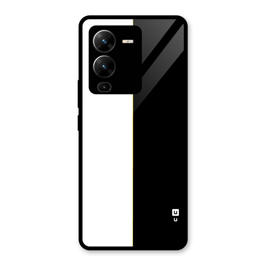 White Black Super Minimalistic Glass Back Case for Vivo V25 Pro