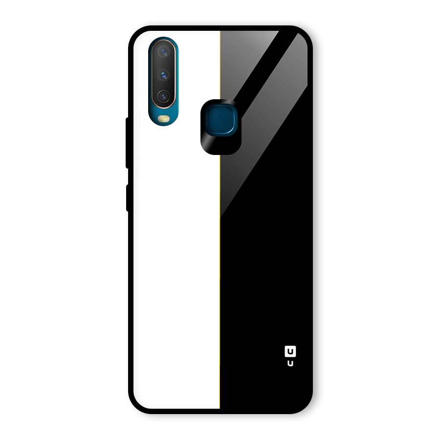 White Black Super Minimalistic Glass Back Case for Vivo Y15
