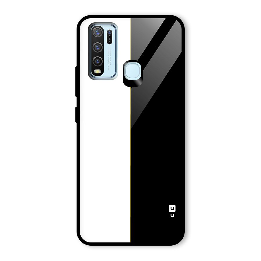 White Black Super Minimalistic Glass Back Case for Vivo Y30