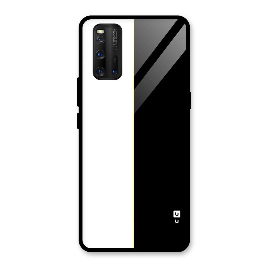 White Black Super Minimalistic Glass Back Case for Vivo iQOO 3