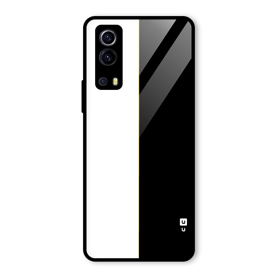 White Black Super Minimalistic Glass Back Case for Vivo iQOO Z3