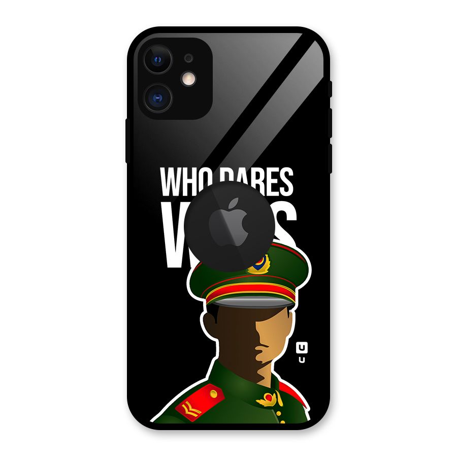 Who Dares Wins Glass Back Case for iPhone 11 Logo Cut