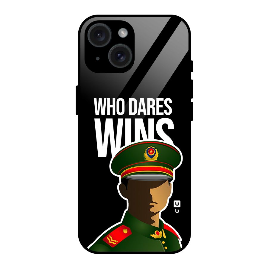 Who Dares Wins Glass Back Case for iPhone 15