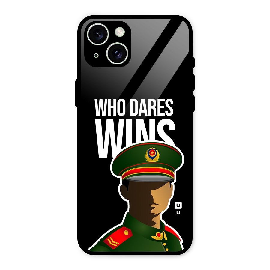 Who Dares Wins Glass Back Case for iPhone 15 Plus
