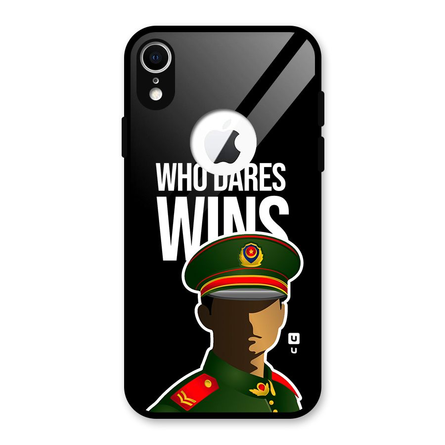 Who Dares Wins Glass Back Case for iPhone XR Logo Cut