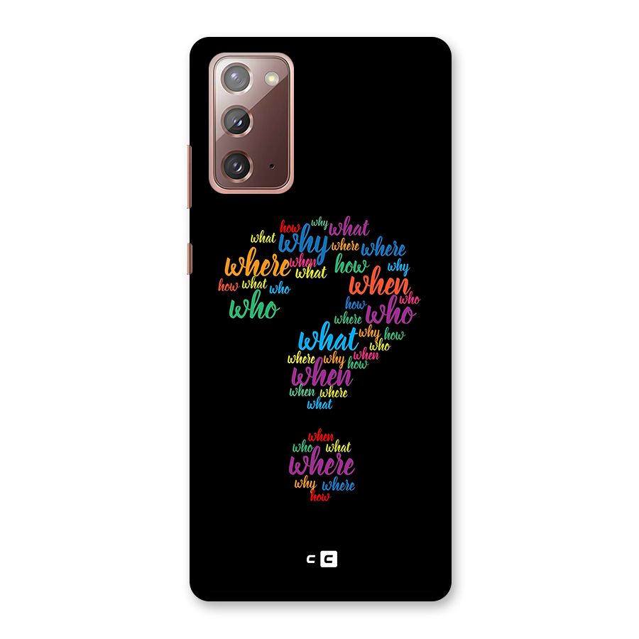 Why When Where How Back Case for Galaxy Note 20