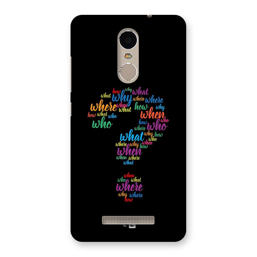 Why When Where How Back Case for Redmi Note 3