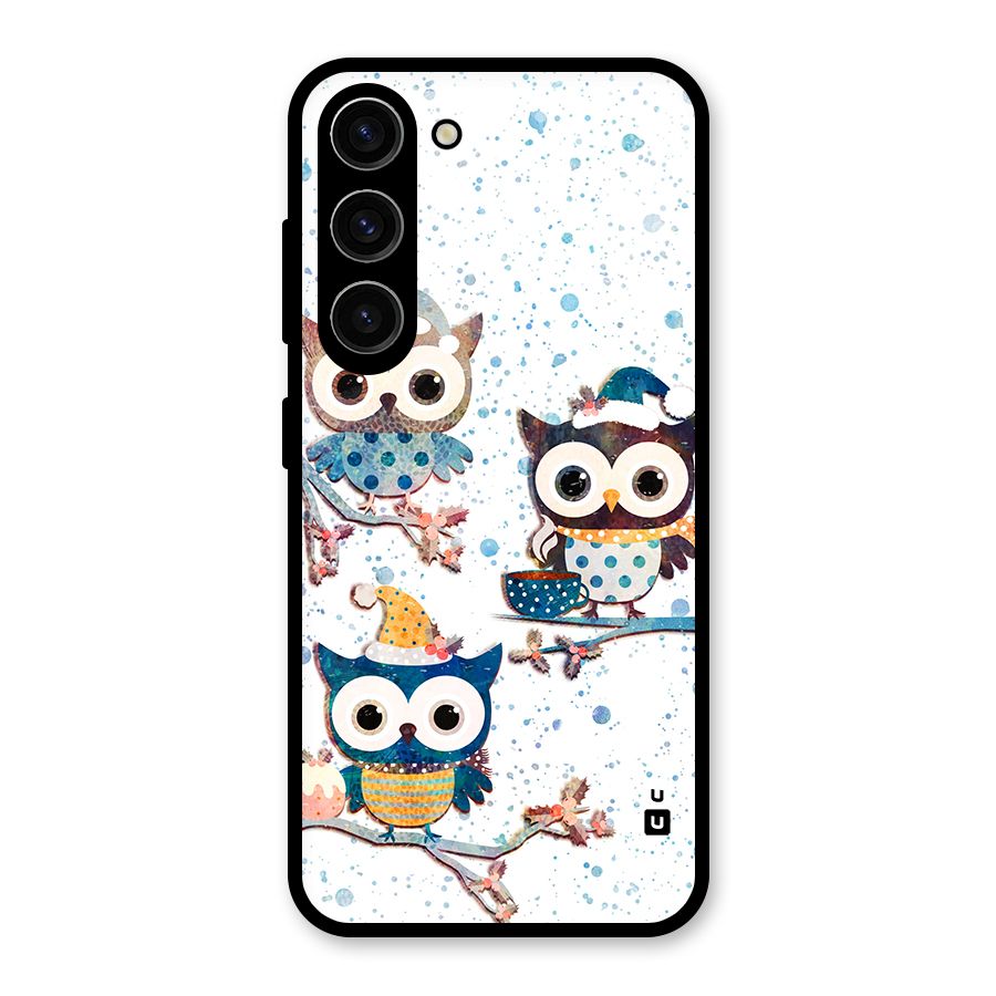 Winter Owls Glass Back Case for Galaxy S23