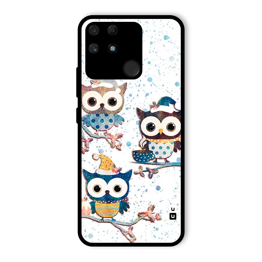 Winter Owls Glass Back Case for Realme Narzo 50A