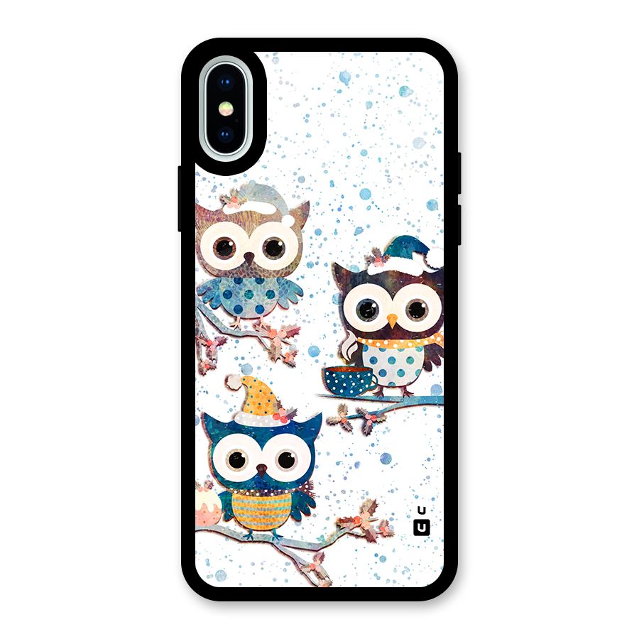 Winter Owls Glass Back Case for iPhone X