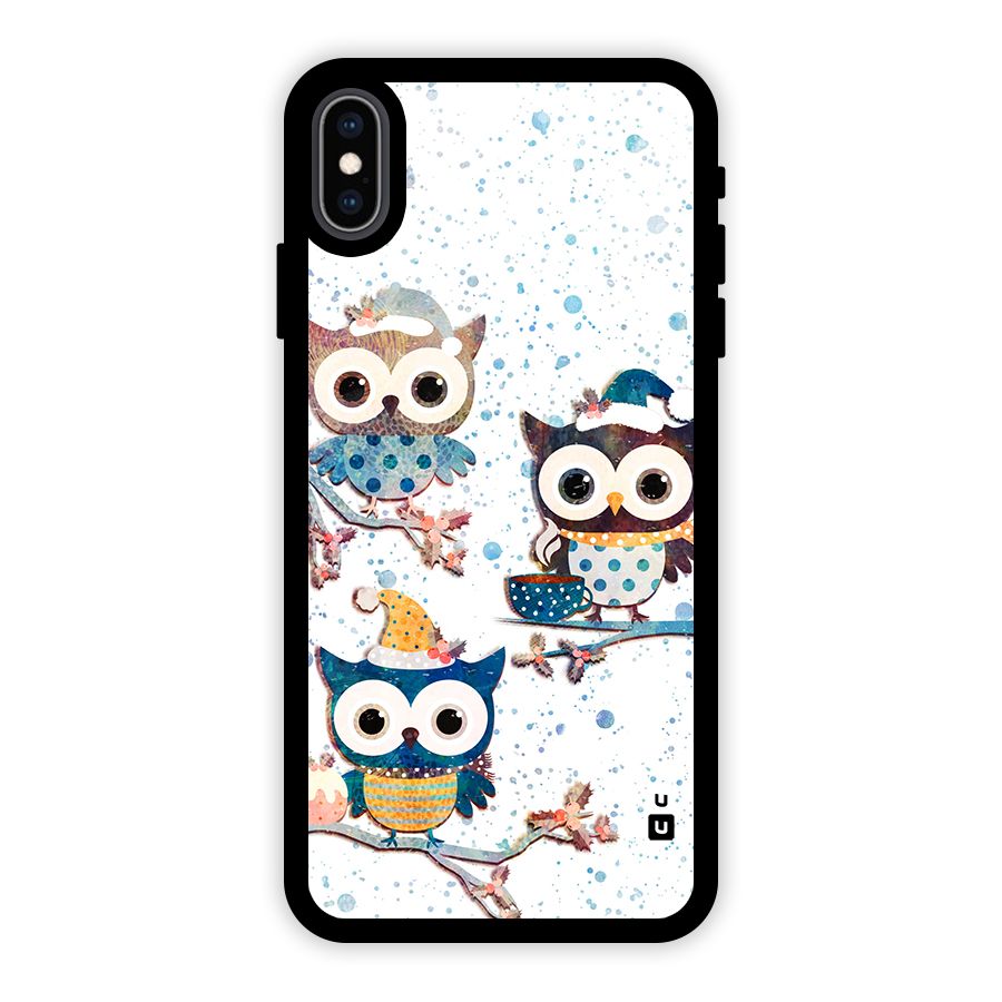 Winter Owls Glass Back Case for iPhone XS Max