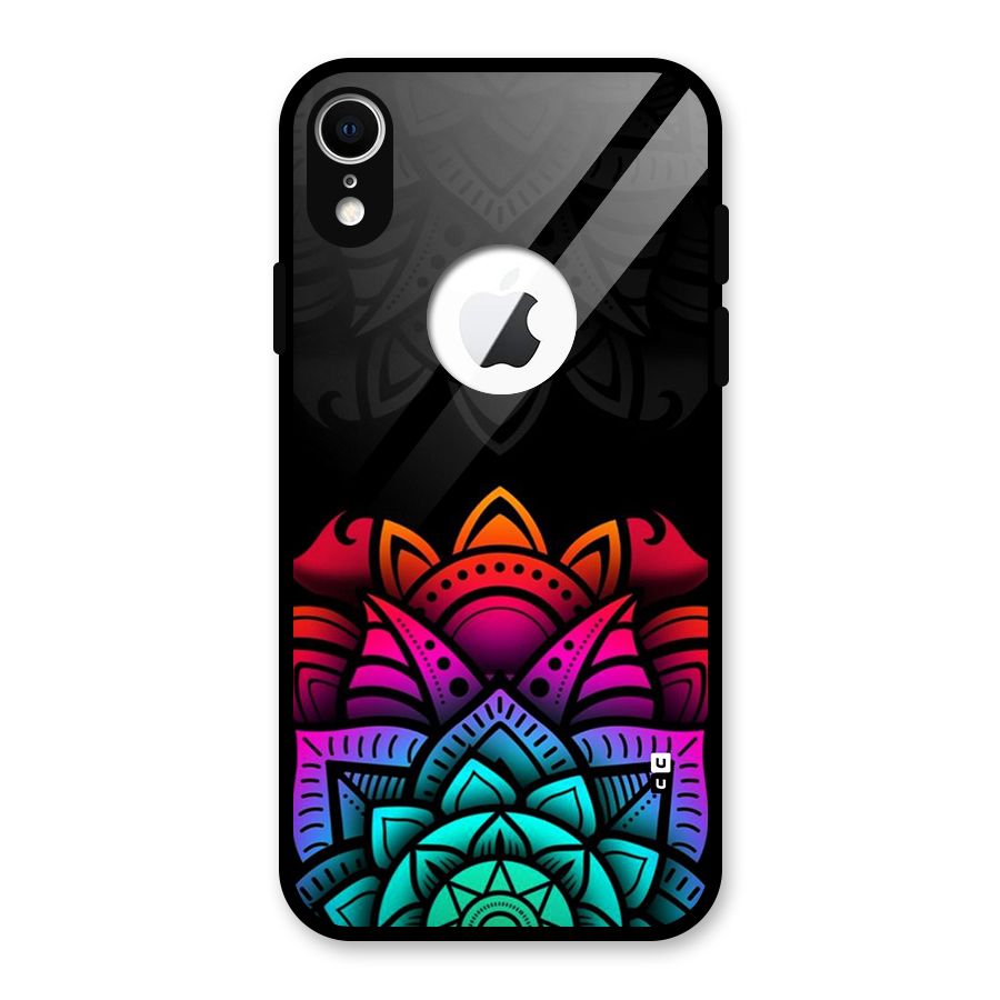 Wonderful Floral Glass Back Case for iPhone XR Logo Cut