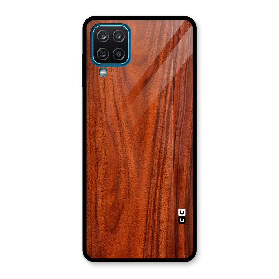 Wooden Texture Printed Glass Back Case for Galaxy A12
