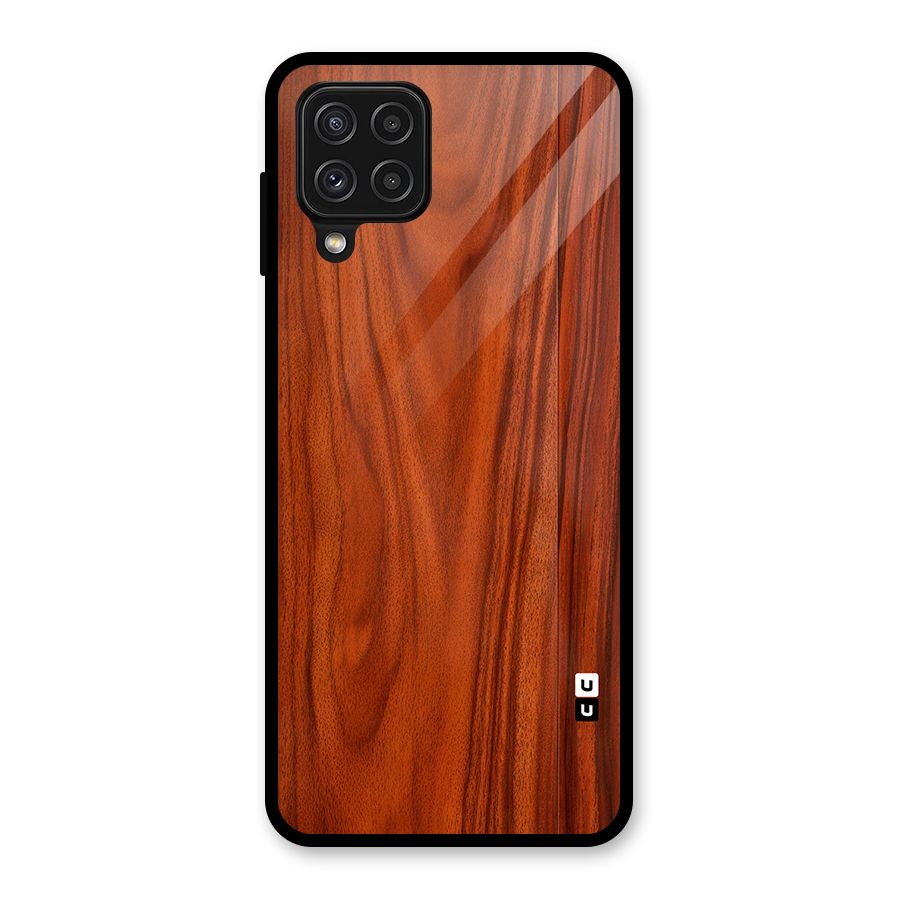 Wooden Texture Printed Glass Back Case for Galaxy A22 4G