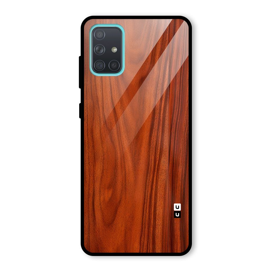 Wooden Texture Printed Glass Back Case for Galaxy A71