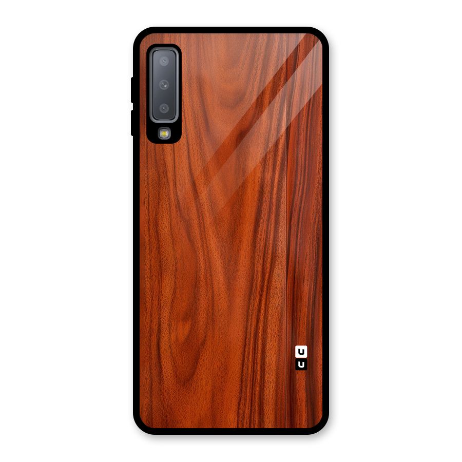Wooden Texture Printed Glass Back Case for Galaxy A7 (2018)