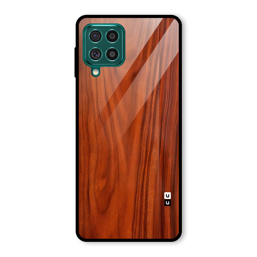 Wooden Texture Printed Glass Back Case for Galaxy F62