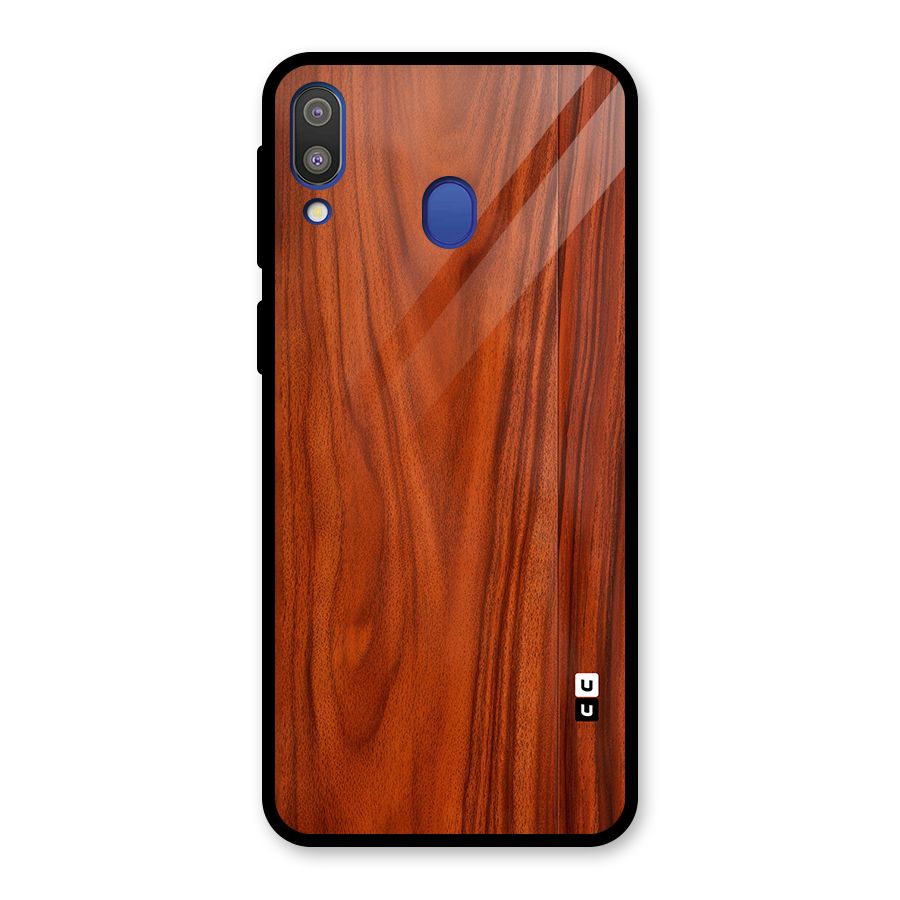 Wooden Texture Printed Glass Back Case for Galaxy M20