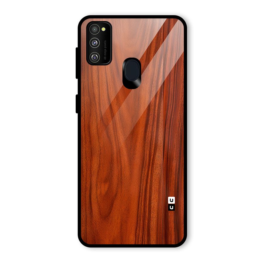 Wooden Texture Printed Glass Back Case for Galaxy M30s