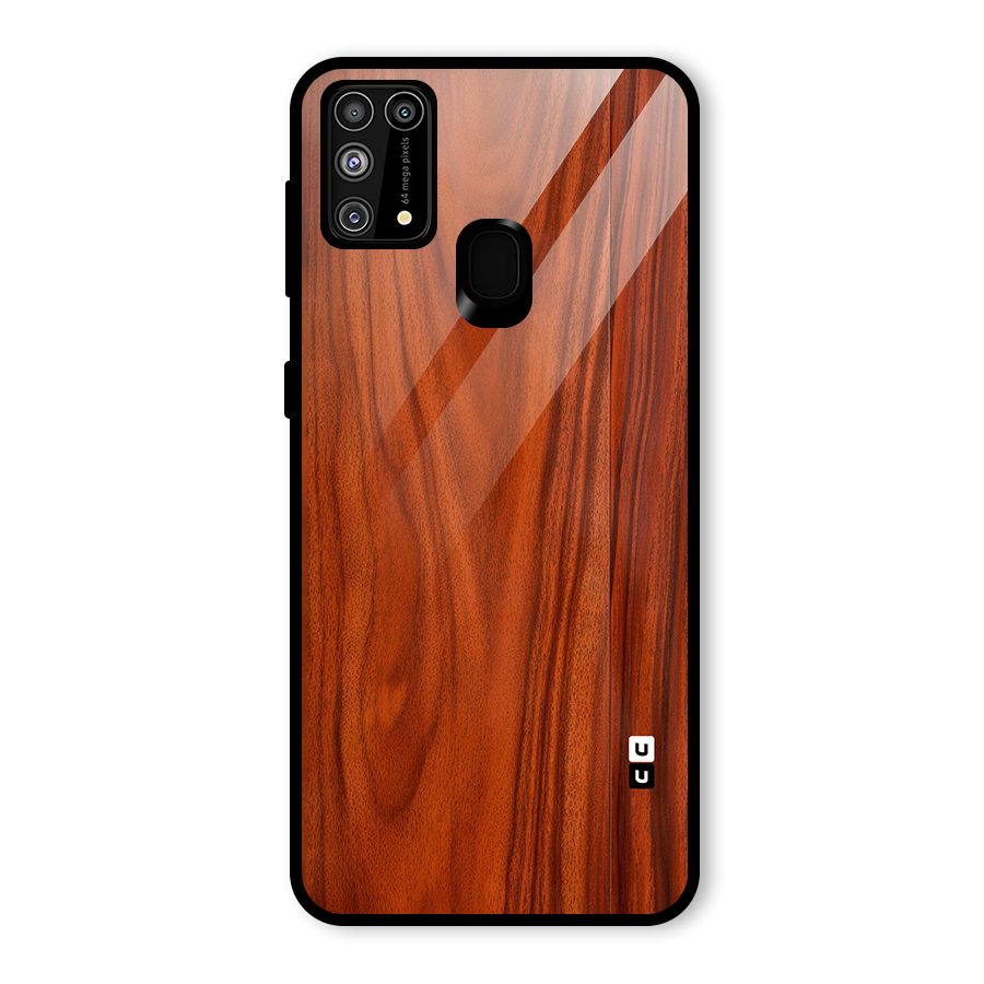 Wooden Texture Printed Glass Back Case for Galaxy M31