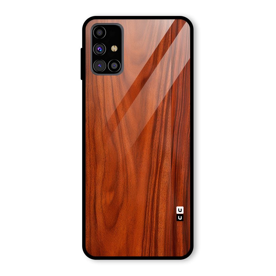 Wooden Texture Printed Glass Back Case for Galaxy M31s