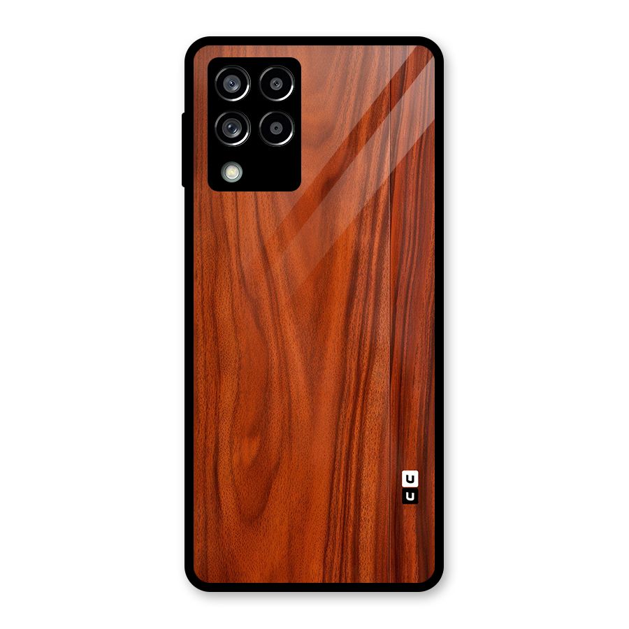 Wooden Texture Printed Glass Back Case for Galaxy M53 5G