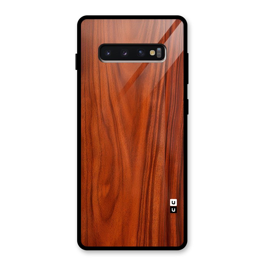 Wooden Texture Printed Glass Back Case for Galaxy S10 Plus
