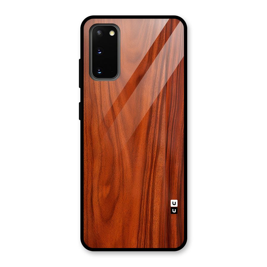 Wooden Texture Printed Glass Back Case for Galaxy S20
