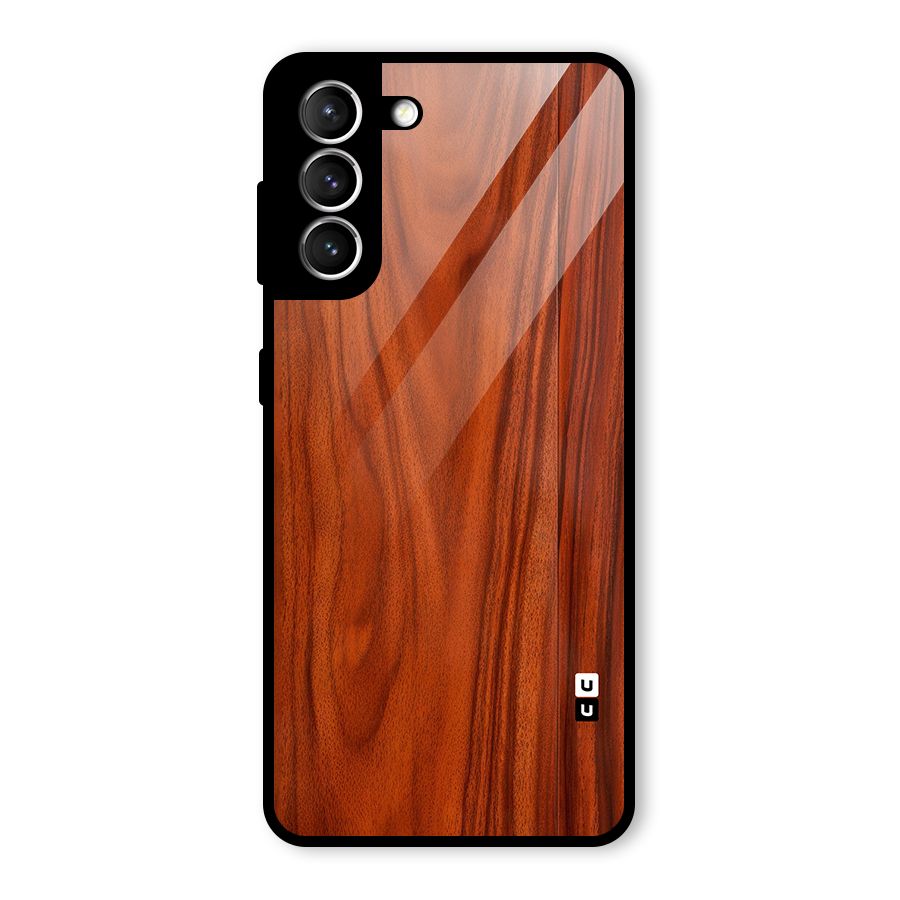 Wooden Texture Printed Glass Back Case for Galaxy S21 5G